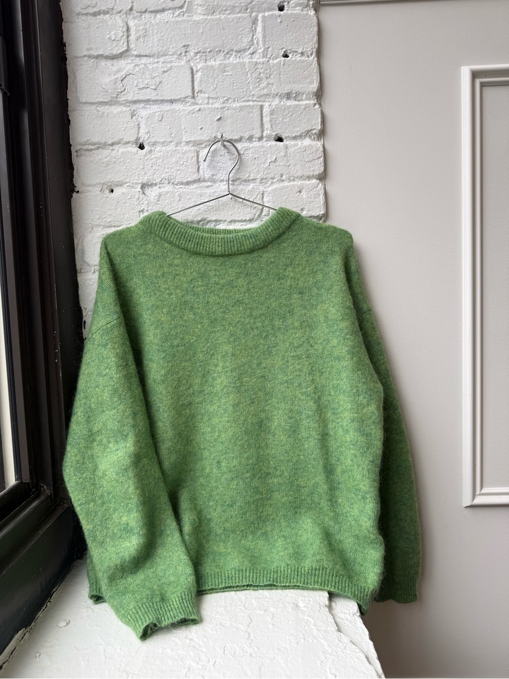 Acne green fuzzy crewneck sweater